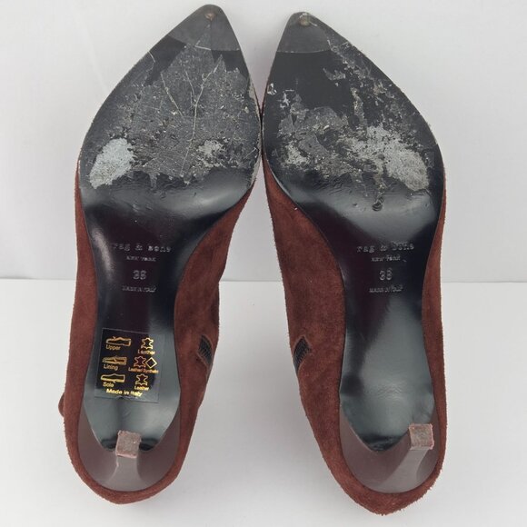 Rag & Bone Brown Suede Ankle Boots With Pointed Toe & Stiletto Heel Size 36 - Picture 15 of 15